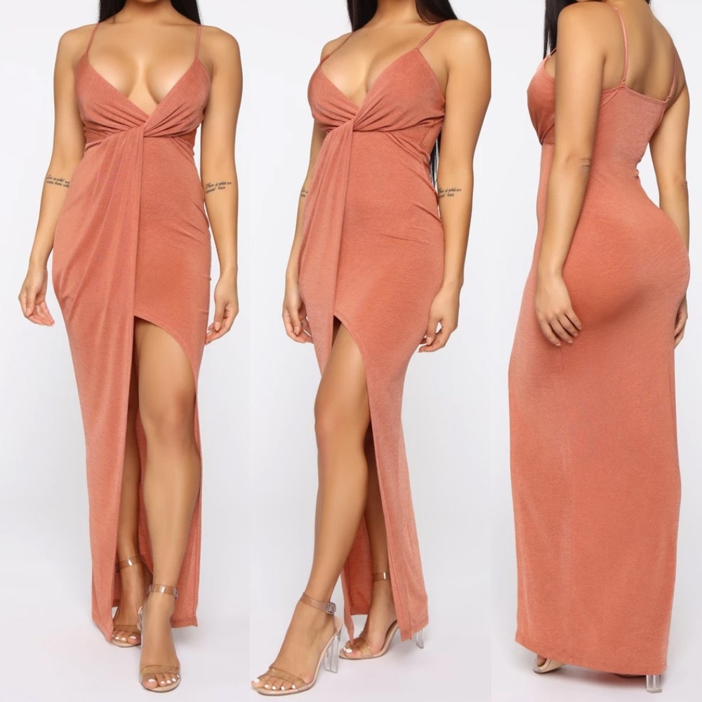 NWT Twist-Front HIgh Slit Maxi Dress